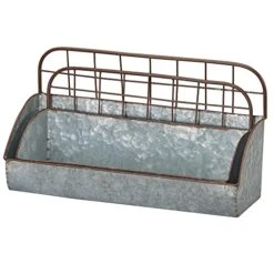 Barnyard Designs Galvanized Metal Rustic Farmhouse Wall Hanging Storage Caddy Holder Organizers, Tin Wall Shelves, Large: 16.5” X 6” X 9.5”, Small: 15.25” X 5” X 8”, Set Of 2 -Brabantia Shop 41eRQVhVtUL