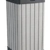 Keter Rockford Resin 38 Gallon Trash Can With Lid And Drip Tray For Easy Cleaning - Perfect For Patios, Kitchens, And Outdoor Entertaining