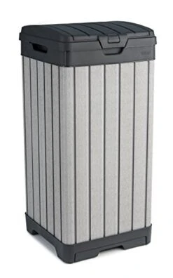Keter Rockford Resin 38 Gallon Trash Can With Lid And Drip Tray For Easy Cleaning - Perfect For Patios, Kitchens, And Outdoor Entertaining