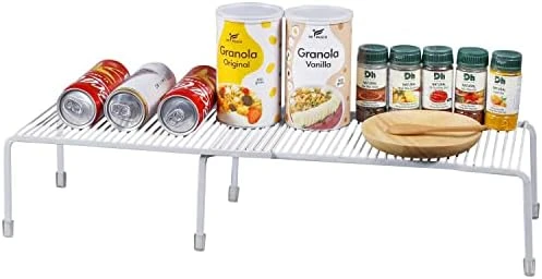 WIRESPIRIT - Expandable Shelf Organizer (2 Pieces) For Countertop, Cupboard, Cabinet, Pantry - Adjustable Kitchen Organization Shelf Rack - White 5 WIRESPIRIT - Expandable Shelf Organizer (2 Pieces) For Countertop, Cupboard, Cabinet, Pantry - Adjustable Kitchen Organization Shelf Rack - White - Image 5