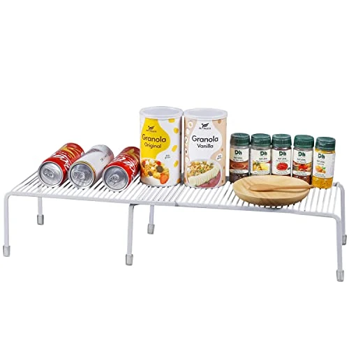 WIRESPIRIT - Expandable Shelf Organizer (2 Pieces) For Countertop, Cupboard, Cabinet, Pantry - Adjustable Kitchen Organization Shelf Rack - White 1 WIRESPIRIT - Expandable Shelf Organizer (2 Pieces) For Countertop, Cupboard, Cabinet, Pantry - Adjustable Kitchen Organization Shelf Rack - White