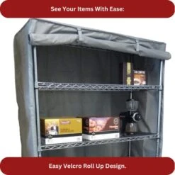 Formosa Covers | The Original Storage Shelving Unit Cover, Keep Garage, Closet, Medical Office, Kitchen, Yard Neat | Wire Steel Metal Shelf Accessories Fits Racks 48" W X 24 D X 72H (Cover Only Grey) -Brabantia Shop 41eozHgUF7L