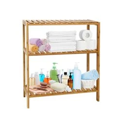 Bamboo Shelf Bathroom 3-Tier Storage Shelves Stand Rack Multifunctional Shelving For Bedroom Kitchen Living Room