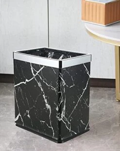 Huaqinglian Small Office Trash Can Bedroom Wastebasket,Rectangle Slim Bathroom Kitchen Garbage Can 2.6Gallon(Black Marble) 13 Huaqinglian Small Office Trash Can Bedroom Wastebasket,Rectangle Slim Bathroom Kitchen Garbage Can 2.6Gallon(Black Marble) -Brabantia Shop 41fBntUpUnL