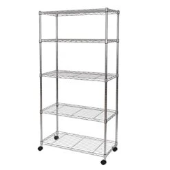 Seville Classics 5-Tier Wire Shelving With Wheels, 5-Tier, 30"" W X 14"" D (NEW MODEL), Chrome Plating, Plated Steel