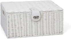 ARPAN Medium Resin Woven Storage Basket Box With Lid & Lock - Black -Brabantia Shop 41fOt5tsCZL. AC