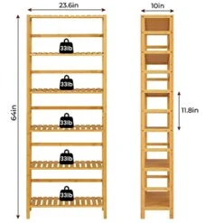 VIAGDO Bamboo Bathroom Shelf, 6-Tier Adjustable Tall Bookshelf, Multifunctional Storage Rack Freestanding Shelving Unit For Bathroom, Living Room, Bedroom, Kitchen, Laundry Room -Brabantia Shop 41fXFTzmJBL