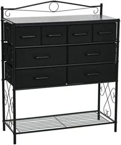 Household Essentials Victoria Dresser Tower Storage Organizer With 8 Multicolor Drawers Black Metal Frame And Mid Century Walnut Wood Grain Top -Brabantia Shop 41fg Cw0DBL. AC