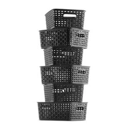 T Of 6 Plastic Storage Baskets - Small Pantry Organizer Basket Bins - Household Organizers With Cutout Handles For Kitchen Organization, Countertops, Cabinets, Bedrooms, And Bathrooms -Brabantia Shop 41gXRyDpMeL