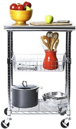 Seville Classics NSF Commercial Stainless Steel Top Work Table Island Utility Cart Prep Station, 78 For Restaurant, Kitchen, Warehouse, Garage, Hotel, Home, 55 Steel, 24" W X 20" D X 36" H -Brabantia Shop 41gazRs0ZdL. AC