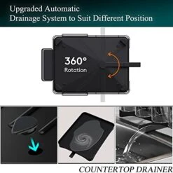 Richenad Large Rustproof Double Kitchen Countertop Dishwasher And Water Filter Set With 360° Rotating Nozzle, Dishwasher Above Kitchen Countertop Sink With Cup Holder, Utensil Holder (Black) -Brabantia Shop 41gvBq3qbDL