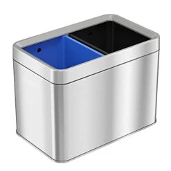 ITouchless 13 Gallon Oval Trash Can And Recycle Bin Large 12-Inch Dual-Deodorizer, Commercial Grade For Home, Restaurant, Restroom, Office, Elliptical Open Top, 13 G -Brabantia Shop 41h 9CREWoS