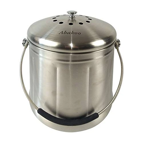 Abakoo 1.8 Gallon Compost Bin 304 Stainless Steel Kitchen Composter Waste Pail Indoor Countertop Kitchen Recycling Bin Pail - Includes 2 Filters 1 Abakoo 1.8 Gallon Compost Bin 304 Stainless Steel Kitchen Composter Waste Pail Indoor Countertop Kitchen Recycling Bin Pail - Includes 2 Filters