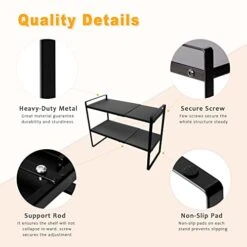 2 Tier Expandable Cabinet Shelf Organizer Over The Sink Storage Rack 2 Tier Adjustable Countertop For Kitchen Bathroom Pantry Spice Cupboard Dish Cup Bottle Pot Metal Plate Heavy Duty Nonslip(Black) -Brabantia Shop 41h51eEDz6L