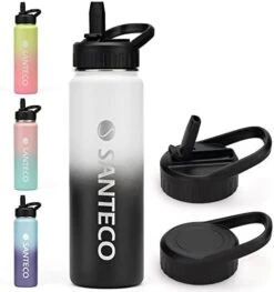 SANTECO Water Bottle 24 Oz, Vacuum Insulated Stainless Steel Bottle With Straw Handle Lid, Leakproof Bottles, Wide Mouth Easy Clean, Keep Drinks Hot & Cold For Gym, Camping, Hiking, Blue Purple -Brabantia Shop 41hTxm3iLvL. AC