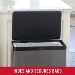 Rubbermaid Stainless Steel Metal Step-On Trash Can For Home And Kitchen, Charcoal, 12 Gallon, 2112520 -Brabantia Shop 41hZuMM8EVL