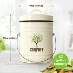 Third Rock Compost Bin Kitchen – 1.3 Gallon Countertop Compost Bin With Lid – Kitchen Compost Bin Countertop – Indoor Compost Bin Kitchen Counter Includes Inner Compost Bucket Liner - Indoor Composter -Brabantia Shop 41hsh7JLXYL