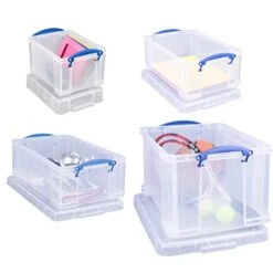 Really Useful 48 + 12 + 9 + 3 Litre Storage Box, Clear, Starter Pack