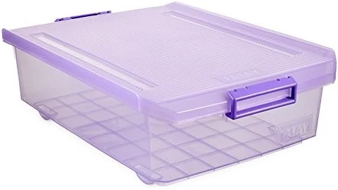 Tatay Storage Box With Lid, Under Bed, 32 Capacity, With Handles, Polypropylene, BPA Free, Plum. Dimension 40 X 57 X 18 Cm 2 Tatay Storage Box With Lid, Under Bed, 32 Capacity, With Handles, Polypropylene, BPA Free, Plum. Dimension 40 X 57 X 18 Cm - Image 2