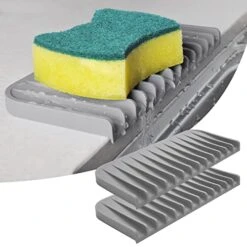 New Silicone Sponge Holder,Dish Soap Holder For Kitchen Counter, Waterproof Sponge Soap Tray For Kitchen Sink Bathroom, Multipurpose Sink Caddy Organizer For Soap Dispenser(Gray, 2 Pack)