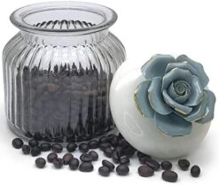 HomeyHoney 22 Oz Decorative Glass Jars With Airtight Lids, Handmade White Porcelain Peony On Lid, Decorative Glass Canisters With Airtight Lids, Glass Storage Containers With Lids For Candy Cookie -Brabantia Shop 41jrpg9GndL. AC
