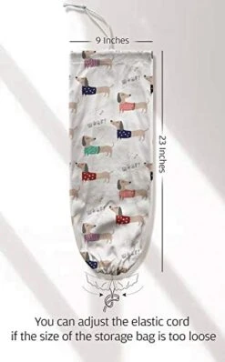 Dachshund Grocery Bag Storage Holder, Grocery Shopping Bags Carrier, Plastic Bag Dispenser, Organizer Recycling Grocery Pocket Containers For Home And Kitchen, 23x9 Inch