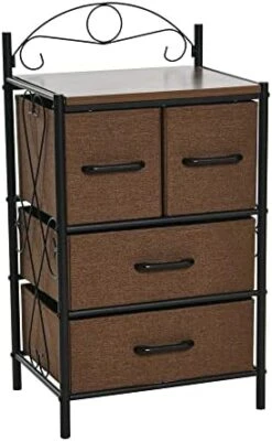 Household Essentials Victoria Dresser Tower Storage Organizer With 8 Multicolor Drawers Black Metal Frame And Mid Century Walnut Wood Grain Top -Brabantia Shop 41jtpR5QzeL. AC