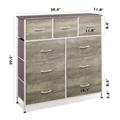 WLIVE 9-Drawer Dresser, Fabric Storage Tower For Bedroom, Hallway, Nursery, Closet, Tall Chest Organizer Unit With Fabric Bins, Steel Frame, Wood Top, Easy Pull Handle, Greige -Brabantia Shop 41kXl6FPlTL