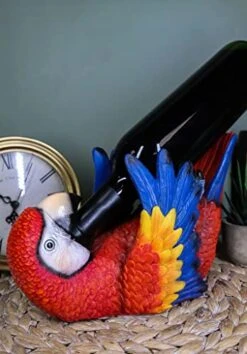 Ebros Gift Tropical Rio Rainforest Red Scarlet Macaw Parrot Wine Bottle Holder Caddy Figurine 10.25" Long Kitchen Dining Party Hosting Decor Statue Of South American Evergreen Forest Birds -Brabantia Shop 41lEwWt3LbL