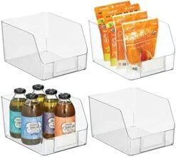 Wide Plastic Kitchen Food Storage Organizer Bin Basket With Open Front And Built-In Label Holder For Cabinets, Pantry - 12 Inch Width - 4 Pack - Clear -Brabantia Shop 41lNG47ywL. AC