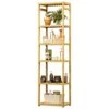 VIAGDO Bamboo Bathroom Shelf 6-Tier, 64.2" Height Narrow Shelving Unit, Multifunctional Storage Rack, Plant Stand Wood Corner Shelf For Kitchen, Livingroom, Hallway, Bathroom Storage Organizer Shelf