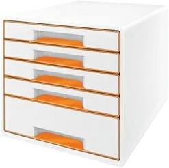 Leitz 52142036 A4"Wow" Cube 5 Drawers Filling Unit - White/Blue -Brabantia Shop 41mDvdCdyiL. AC