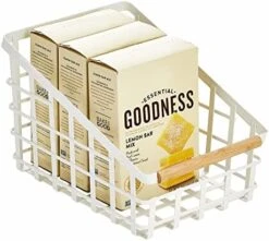 Slim Slanted Metal Wire Kitchen Storage Basket Bin Organizer With Wood Handle For Pantry, Cabinet, Cupboard, Or Countertop Organization - Yami Collection - Matte Black/Natural -Brabantia Shop 41nEqymRhgL. AC