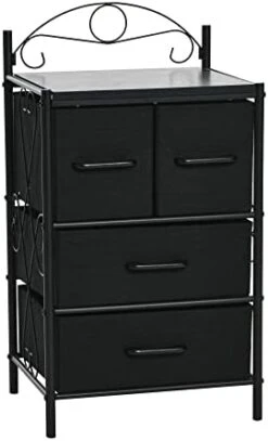 Household Essentials Victoria Dresser Tower Storage Organizer With 8 Multicolor Drawers Black Metal Frame And Mid Century Walnut Wood Grain Top -Brabantia Shop 41nQ3oxnEZL. AC