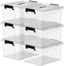 Cetomo 37Qt*6 Plastic Storage Bins, Storage Box, 6 Pack, Tote Organizing Container With Durable Lids And Secure Latching Buckles, Stackable And Nestable, Clear With Black Buckle -Brabantia Shop 41nUPMmNEaL. AC