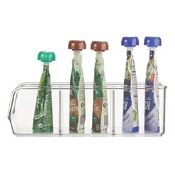 MDesign Plastic Food Storage Bin Organizer With 3 Compartments For Kitchen Cabinet, Pantry, Shelf, Drawer, Fridge, Freezer Organization - Holds Snack Bars - Ligne Collection - Clear -Brabantia Shop 41nVlckMOeL