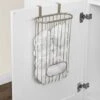 Spectrum Ashley Over The Cabinet Plastic Bag Holder (Satin Nickel Powder Coat) - Grocery & Recycling Bag Dispenser For Kitchen, Bathroom, Under Sink, Home, & Apartment Organization
