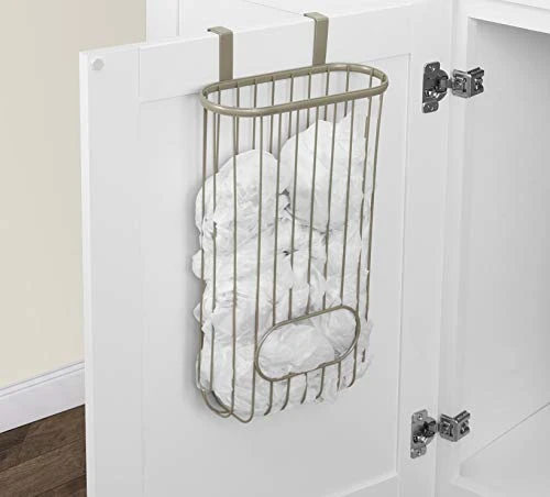 Spectrum Ashley Over The Cabinet Plastic Bag Holder (Satin Nickel Powder Coat) - Grocery & Recycling Bag Dispenser For Kitchen, Bathroom, Under Sink, Home, & Apartment Organization 1 Spectrum Ashley Over The Cabinet Plastic Bag Holder (Satin Nickel Powder Coat) - Grocery & Recycling Bag Dispenser For Kitchen, Bathroom, Under Sink, Home, & Apartment Organization
