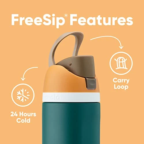 Owala FreeSip Insulated Stainless Steel Water Bottle With Straw For Sports And Travel, BPA-Free, 24-oz, Very, Very Dark 4 Owala FreeSip Insulated Stainless Steel Water Bottle With Straw For Sports And Travel, BPA-Free, 24-oz, Very, Very Dark - Image 4