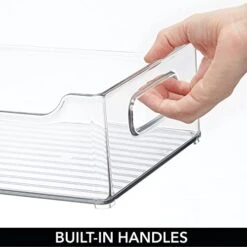 MDesign Wide Plastic Kitchen Storage Container Bins With Handles -Organization In Pantry, Cabinet, Refrigerator Or Freezer Shelves - Food Organizer For Fruit, Yogurt, Squeeze Pouches - Clear -Brabantia Shop 41oMPNWdjPL