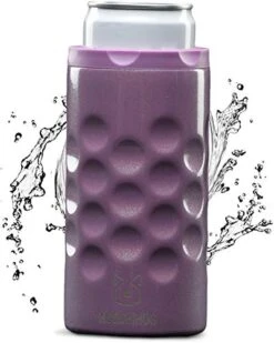 Hooch|Hog Slim Can Cooler – Insulated Stainless Steel Can Cooler For 12oz Slim Cans Including White Claw (Purple Glitter)