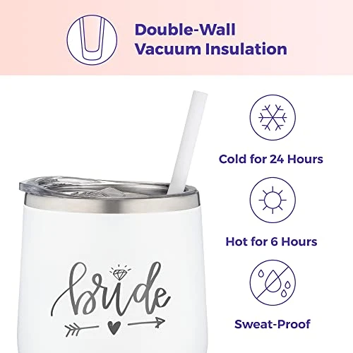 Stainless Steel Bride Engraved Tumbler Cup With Lid And Straw For Bride To Be - Gift For The Bride - Bridal Shower - Wedding - Engagement Party - Bachelorette Travel Tumbler - Travel Mug For Bride 2 Stainless Steel Bride Engraved Tumbler Cup With Lid And Straw For Bride To Be - Gift For The Bride - Bridal Shower - Wedding - Engagement Party - Bachelorette Travel Tumbler - Travel Mug For Bride - Image 2