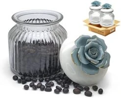 HomeyHoney 22 Oz Decorative Glass Jars With Airtight Lids, Handmade White Porcelain Peony On Lid, Decorative Glass Canisters With Airtight Lids, Glass Storage Containers With Lids For Candy Cookie -Brabantia Shop 41p7OtvbaDL. AC
