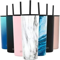 Simple Modern Insulated Tumbler With Lid And Straw | Iced Coffee Cup Reusable Stainless Steel Water Bottle Travel Mug | Gifts For Women Men Her Him | Classic Collection | 24oz | Ocean Geode -Brabantia Shop 41parq36iOL. AC