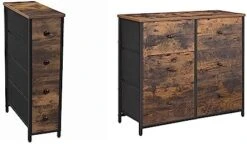 SONGMICS Narrow Dresser, Vertical Storage Unit With 4 Fabric Drawers, For Small Spaces And Gaps, Metal Frame, Slim Storage Tower, For Living Room, Laundry, Closet, Rustic Brown And Black ULGS041B01 -Brabantia Shop 41pyRUnFQWL. AC