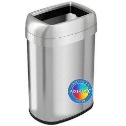 ITouchless 13 Gallon Oval Trash Can And Recycle Bin Large 12-Inch Dual-Deodorizer, Commercial Grade For Home, Restaurant, Restroom, Office, Elliptical Open Top, 13 G