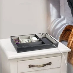 ProCase PU Valet Tray For Dad, Fathers’ Day Gift From Son Daughter - Nightstand Organizer EDC Dump Catchall Trays With Phone Charging Station, Dresser Top Entryway Faux Leather Storage Box -Black -Brabantia Shop 41qII20xoFL