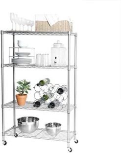 Seville Classics 5-Tier Wire Shelving With Wheels, 5-Tier, 30"" W X 14"" D (NEW MODEL), Chrome Plating, Plated Steel -Brabantia Shop 41qLUONWFkL. AC
