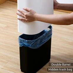 Trash Can For Bathroom 2.3 Gal Wastebasket Office Garbage Can Slim Rectangular Waste Bin For Kitchen Bedroom (White) -Brabantia Shop 41qSGtyAF3L