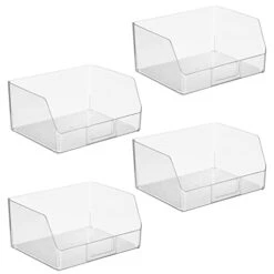 Wide Plastic Kitchen Food Storage Organizer Bin Basket With Open Front And Built-In Label Holder For Cabinets, Pantry - 12 Inch Width - 4 Pack - Clear -Brabantia Shop 41qZo6PeViL